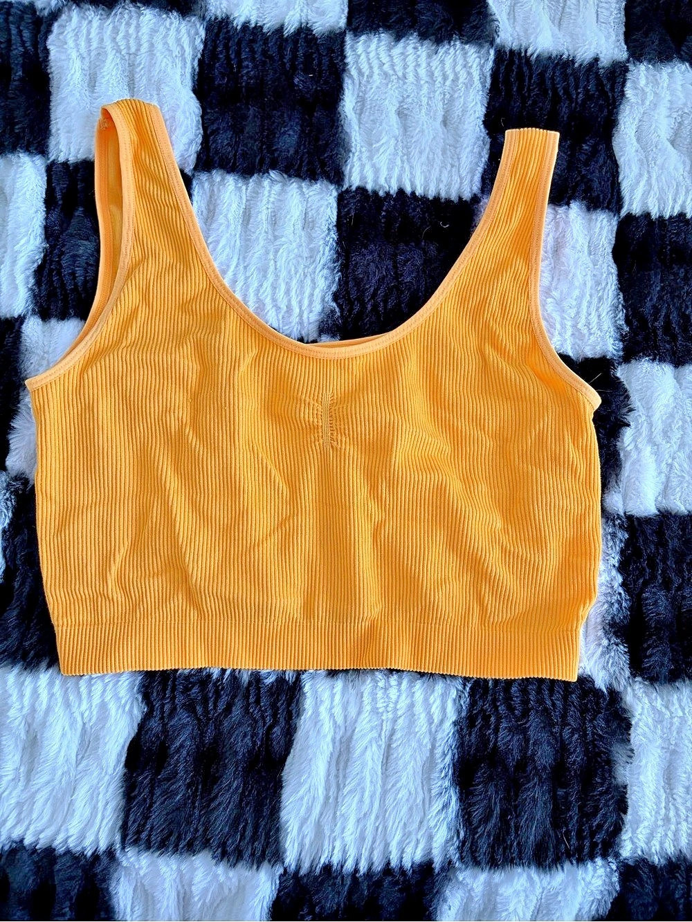 PacSun Ribbed Crop Top in Yellow Size Medium